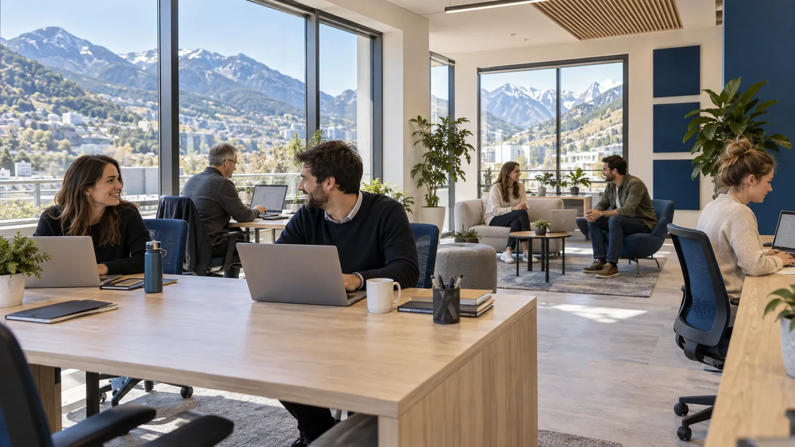 Zona de trabajo del coworking LKR Global en Escaldes-Engordany