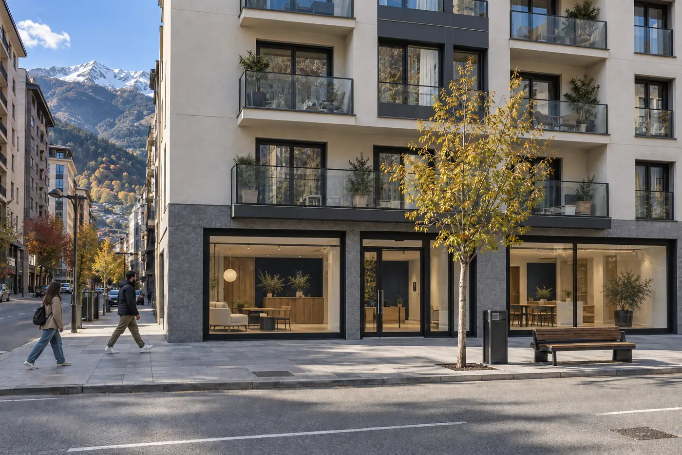 Local del coworking a peu de carrer, als baixos d'un edifici d'Escaldes-Engordany